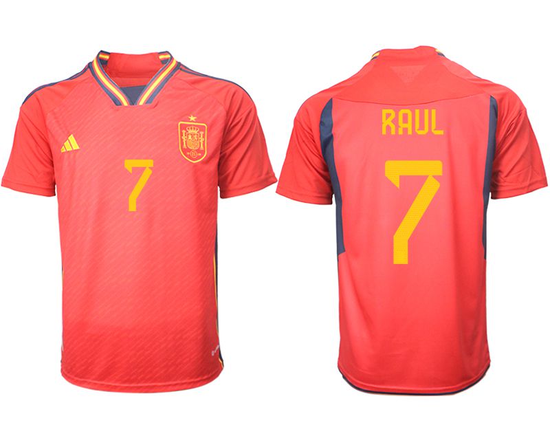 Men 2022 World Cup National Team Spain home aaa version red #7 Soccer Jerseys